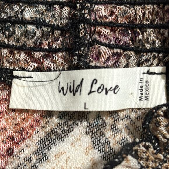 Wild Love large pullover sheer snakeskin long sleeve cropped top elastic waist - Picture 2 of 10